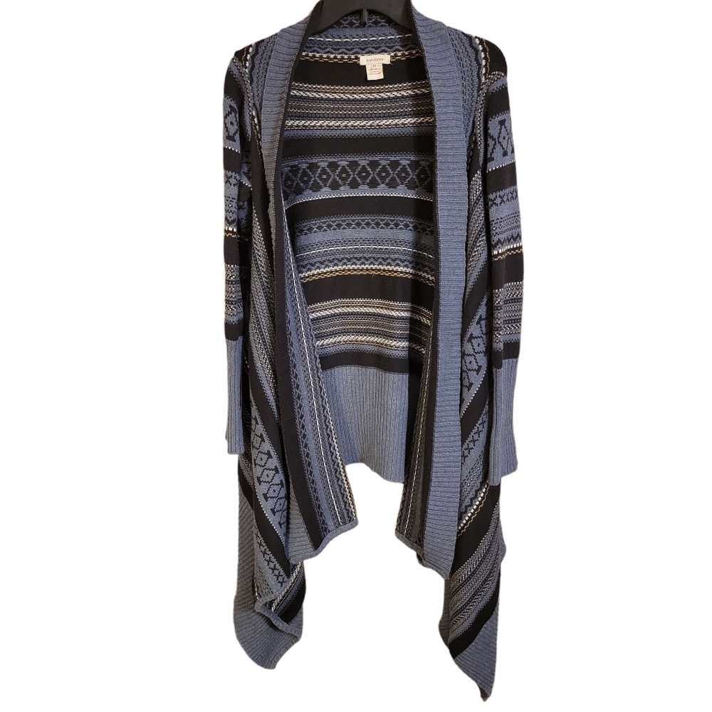 Sundance Blue Striped Knit Cardigan Sweater